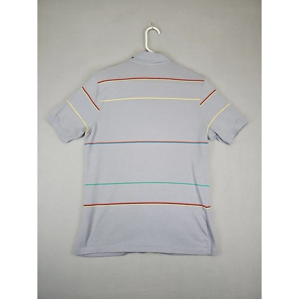 Vintage Levi's Polo Shirt Gray Striped Snaps Men's Large Made In USA